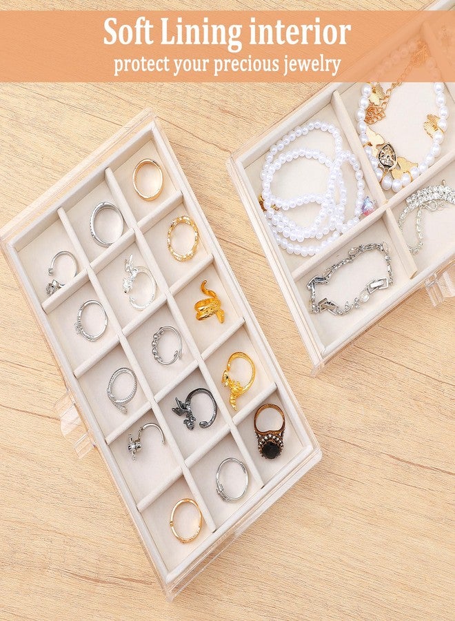 Limbeuuu 5 Drawers Clear Jewelry Box for Women and Girls, Acrylic Earring Holder Organizer Ring Holder Display Storage, Warm White - Image 4